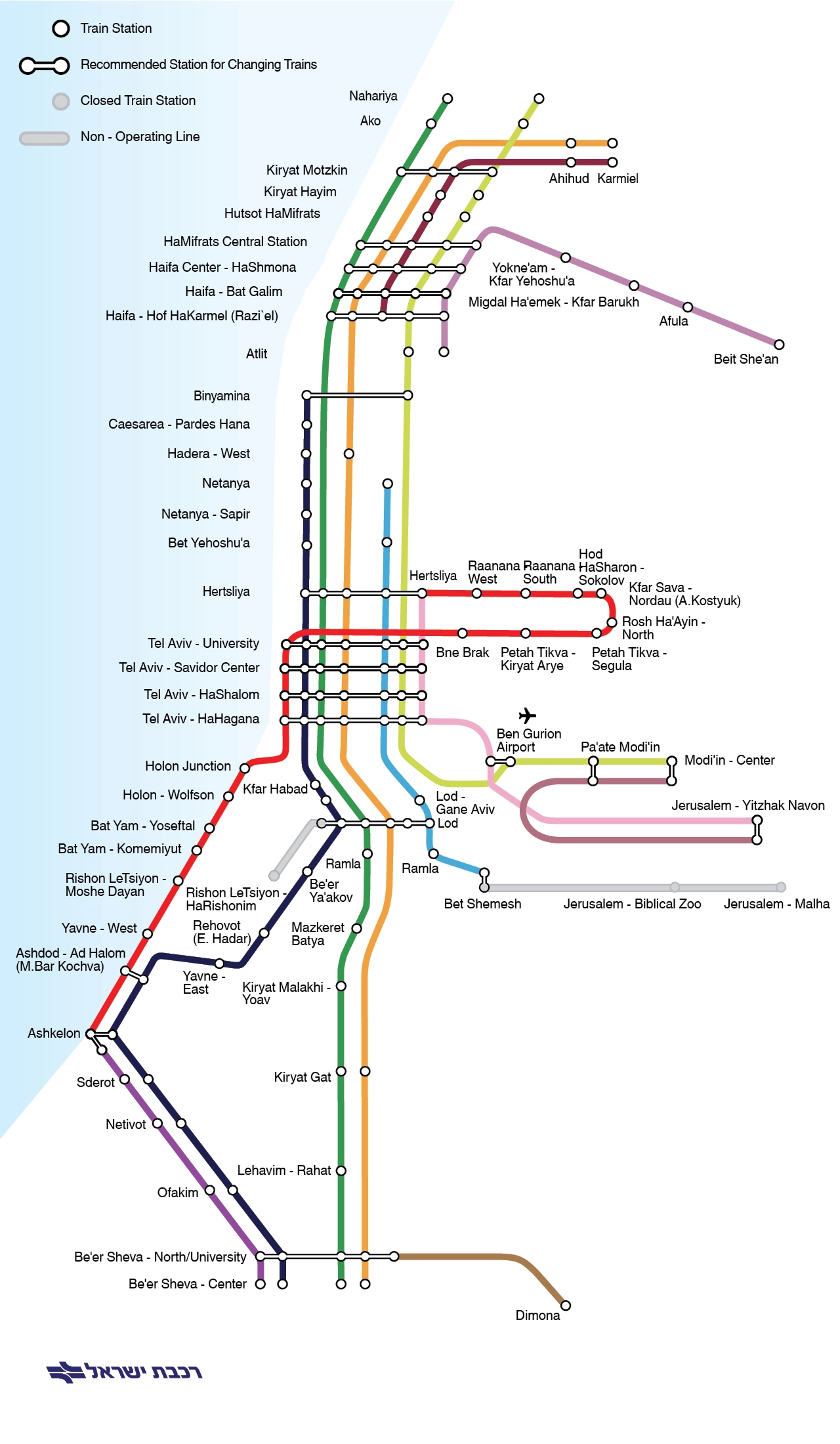 Israel Rail Train Route Map